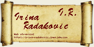 Irina Radaković vizit kartica